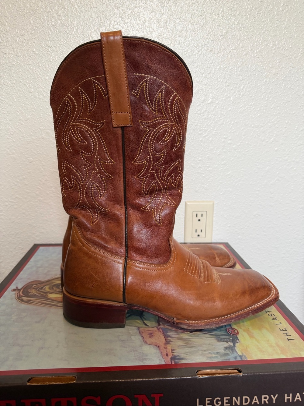 J.B. Dillon Two-Tone Brown Leather Western Boots
